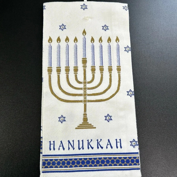 Hanukkah Tree Menorah Star Of David Cotton Dish Tea Towel Kay Dee - Picture 2 of 10